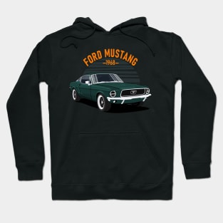 Classic Car  Mustang 1968 Dark Green Hoodie